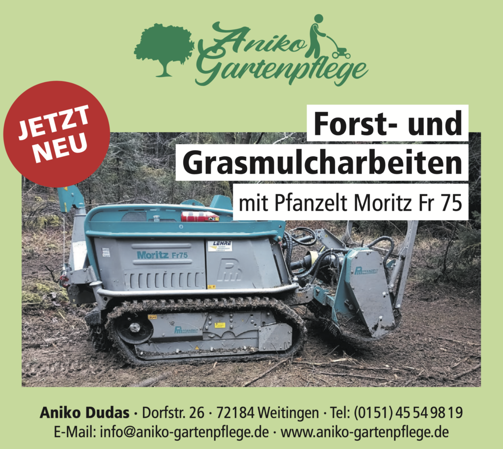 Forst- und Grasmulcharbeiten mit Pfanzelt Moritz Fr75 in Eutingen, Horb